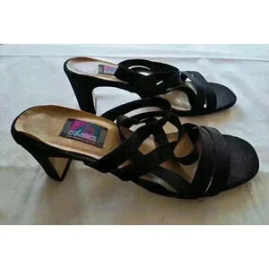 Women Art‎ Effects Black Strappy Sandals 9 M 3" Chunk Block  Heel Pre-owned